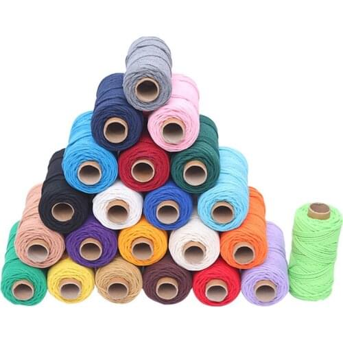 3mm 100M Weaved Colored Cotton Cord Macrame Rope Twisted String For Home DIY Handmade Tag Craft Party Decoration Accessories