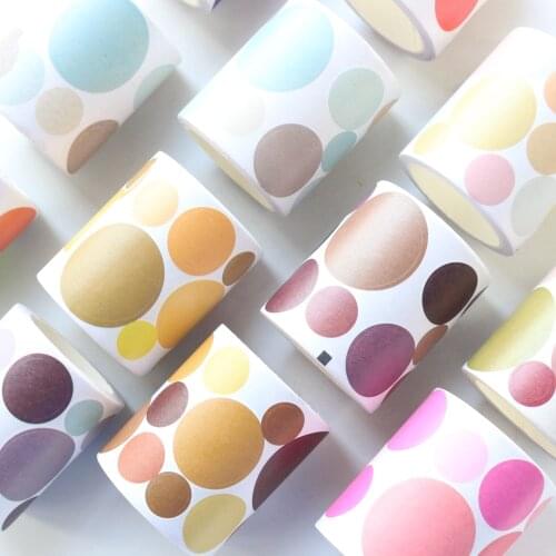 Domikee New Cute colored multi sizes round dots decorative DIY masking tapes school journal diary planner washi tape stationery