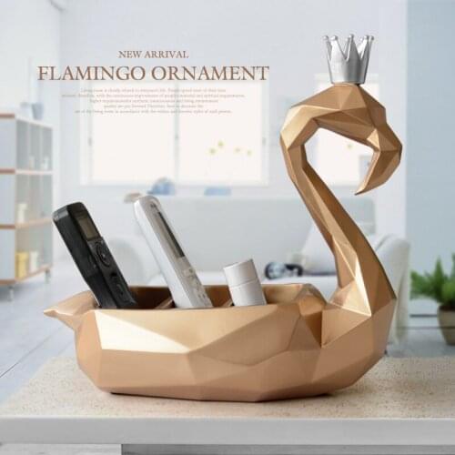 HOME DECORATION ORIGAMI FLAMINGO BIRDS STATUE ANIMAL STORAGE BOX RESIN CRAFTWORK DESKTOP DECORATION OFFICE L2997