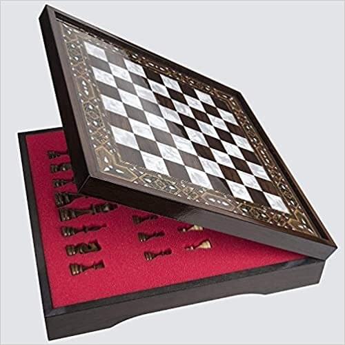 Walnut Wooden Chess Board Games for Kids and Adults, with Interior for Storage, Travel Portable Folding Chess Game Set