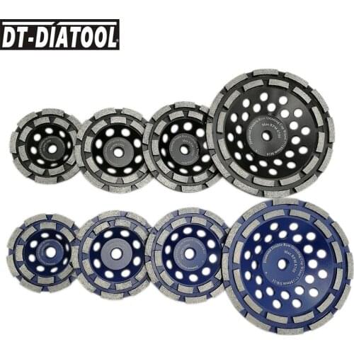 DT-DIATOOL 1pc Diamond Double Row Cup Grinding Wheel for Concrete hard Stone Granite Marble M14 or 5/8-11 Dia 100/115/125/180mm