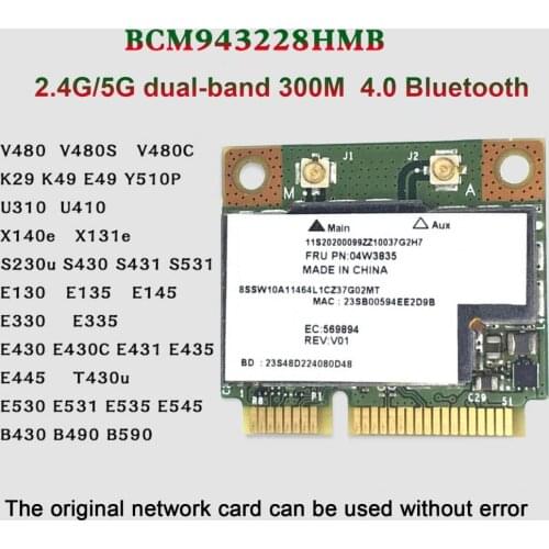 Dual Band BCM943228 300Mbps 2.4G/5GHZ 802.11 a/g/n half Mini PCI-E Wireless wifi card SPS 669832-001 for 8470P 8570W 2570P