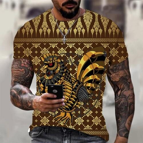 Animal Tshirts Fashion personality Metal styl man T-shirt 3D rooster print Men Short Sleeve casual man tshirt European size tees