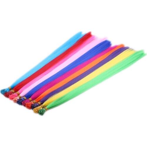 I Tip Feather Hair Extensions Straight Colorful Synthetic Pre Bonded Hair Luxury for Braiding 22" 1grams/strand 50strands/pack