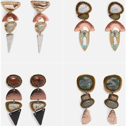 JURAN Za 2019 New Fashion Metal Maxi Vintage Drop Dangle Earrings for Women Trendy Pendant Earring Wholesale Wedding Jewelry