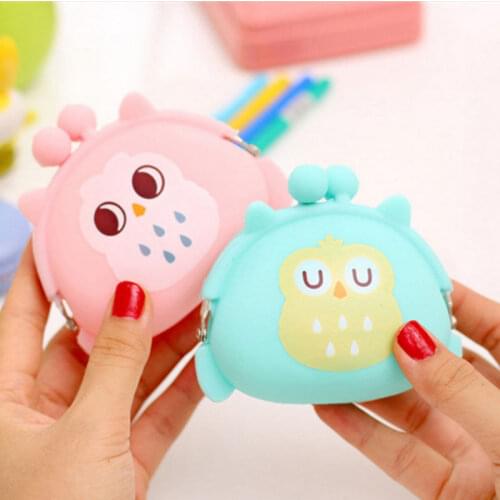 Coin Purses Women Purse for Coins Childrens Wallet Kids Wallets Cute Cartoon Owl Silicone Jelly Change Bag Keys Pouch Carteira