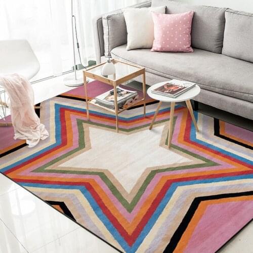 Modern Style Living Room Area Rugs Creative Colorful Geometric Star Print Kids Bedroom Play Tent Carpet Kitchen Bath Floor Mats
