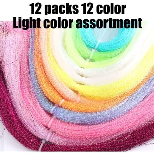Maximumcatch 12Packs Twisted Flashabou Holographic Tinsel Fly Fishing Tying Crystal Flash String Jig Hook Lure Making Materials