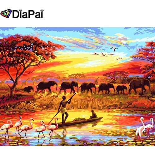DIAPAI Diamond painting "Elephant character"Full Square/Round Drill Wall Decor Inlaid Resin Embroidery Craft Cross stitch A26820
