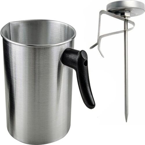 Silver 3L DIY Melting Pouring Pot Thermometer Probe Cup Jug Pitcher Kit for Wax Lipstick Candle Soap Making