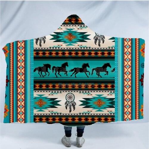 Plstar Cosmos Bear Totem/Native Indian Hooded Blanket 3D full print Wearable Blanket Adults men women style-5