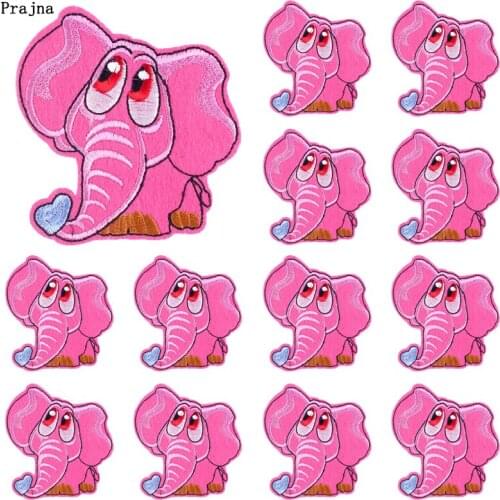 Prajna 10 PCS Cartoon Elephant Embroidered Patches For Clothing Sticker Cute Animal Patches On Clothes Cartoon Badges Applique
