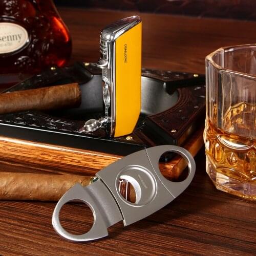 50pcs/lot COHIBA Cigar cutter Butane 3 Torch Jet Flame Lighter With Cigars Cutter Punch Accessories Windproof Cigarette Lighter
