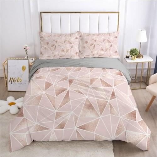 Luxury Bedding Set 3D HD Printed Duvet Cover Set Pillowcases Comforter Quilt Blanket Cover Queen/King Pink geometry