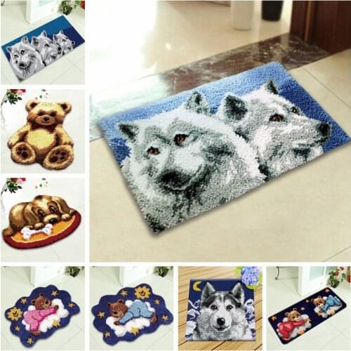 Dog Crochet Carpet Kits Button Cushion Animals Rug Do It Yourself DIY Latch Hook Carpet Embroidery Fomiran For Flowers Sale Sets