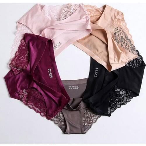 Women Sexy Lace Underwear Seamless Ladies Low Waist Solid Color Plus Size Panties Luxury Slim Briefs For Women