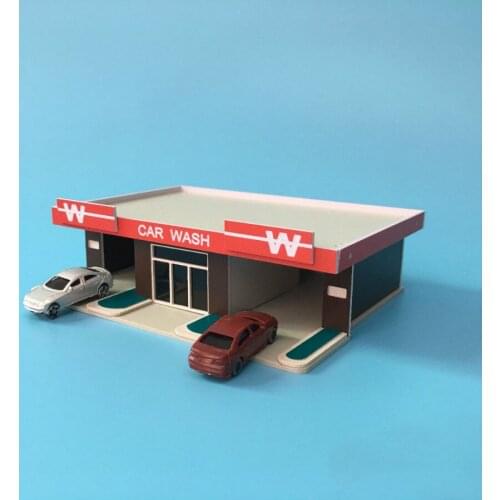 1/150 1/144n scale plastic Building Model Train Scene Car Wash Shop Room Assembly Building