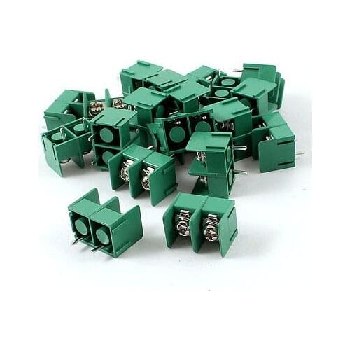 20pcs 8.5mm Spacing 2-Pin PCB Mount Screw Terminal Blocks Green 300V 20A