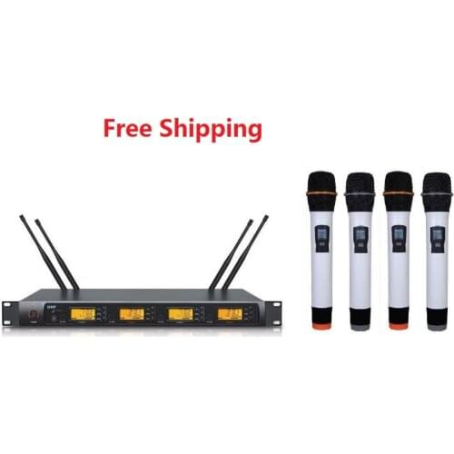 4 Microphone Wireless System UHF PLL Wireless Microphone System Four Handheld microfono