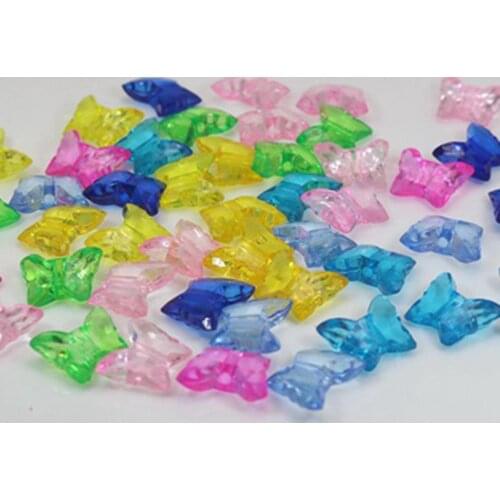 5000 Mixed Colour Transparent Acrylic Butterfly Charm Beads 15X12mm Jewelry Make