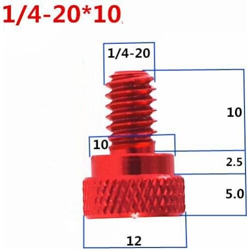 4pcs 1/4-20 UNC thumb aluminium screws flat pineapple step grain knurled bolt male screw anode oxidation multi-color 3/8 length