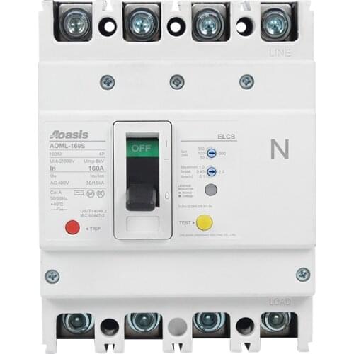 AOASIS AOML-160S/4300 ELCB 4P Moulded Case Residual Current Circuit Breaker 160a