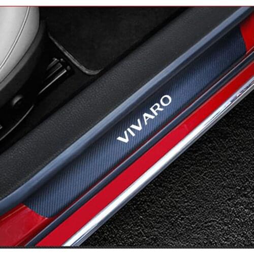 Car Accessories Car Door Sills For Opel Vivaro Door Threshold Plate Door Sill Scuff Plate Carbon Fiber Pu leather 4Pcs