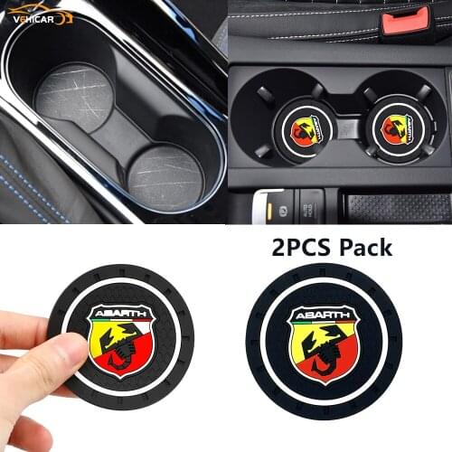 VEHICAR 2PCS Car Auto Water Cup Slot Non-Slip Mat Car Coaster Mat Scratch Proof For ABARTH Interior Accessories Car Styling