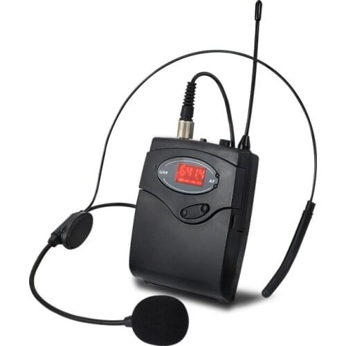 Wireless Microphone Set with Head-Wear + Lavalier Lapel Mics Transmitter Receiver UHF Frequency for Speech Teaching