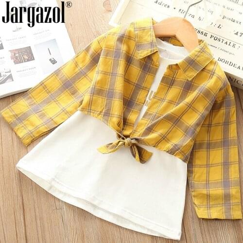 Fashion Girls Clothes Set Long Sleeve Blouse Shirt and White Dress for 1-6years Old Kids Cute Baby Girl Outfits Children Wear