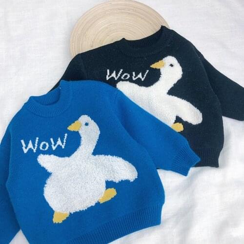 Childrens Sweaters Autumn Winter New Baby Thick Warm O-neck Sweater Cartoon Dark Knitted Sweaters For Boys And Girls Clothes