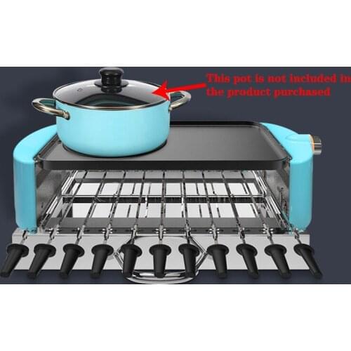 Household Kitchen Integrated Stainless Steel Non-Stick Barbecue Plate Indoor Smokeless Electric Barbecue Grill Kebab Machine