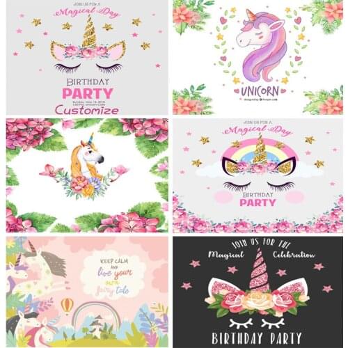 Unicorn Children Birthday Photography Backdrops Newborn Baby Portrait Photo Background Studio Photocalls Props 21519 HT-03