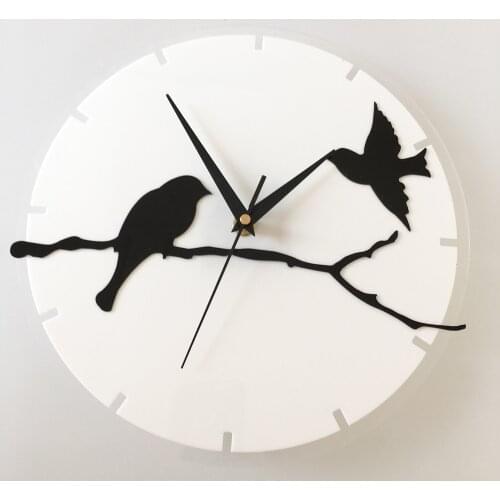 European Popular 3 D Acrylic Creative Clock Wall Stick Bracket Clock Three-Dimensional Digital Clock Bird Branch