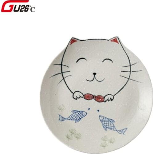 Handmade Snow Creative Time Cat with Music Notes Plate Fruit Plate Home Essential New Bone China Ceramic Tableware Lovely Plate