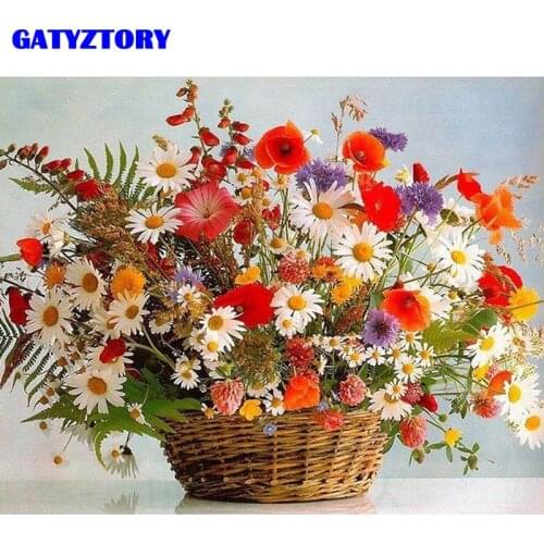GATYZTORY Framed DIY Painting By Numbers Flowers Kit Canvas Picture By Numbers Acrylic Paint Home Decor Wall Art Picture 60x75cm