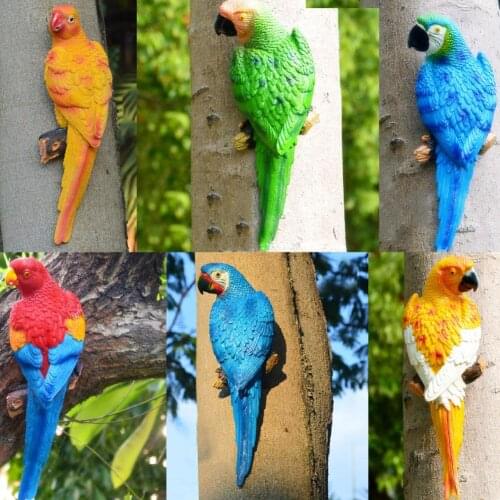 Simulation Parrot Bird Sculpture Resin Craft Wall Hanging Garden Decoration Delicate decoration for your wall, perfect for home