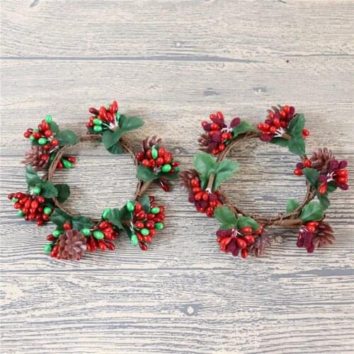 Simulation Decoration Christmas Wreath True and False Pine Cones Creative Home Candle Ring Ornaments Decorative Wreath