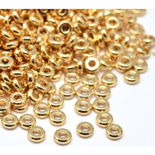 500pcs Environmental Brass Flat Round Bead Spacers for Jewelry Making Lead Free & Cadmium Free & Nickel Free Golden 4x1mm