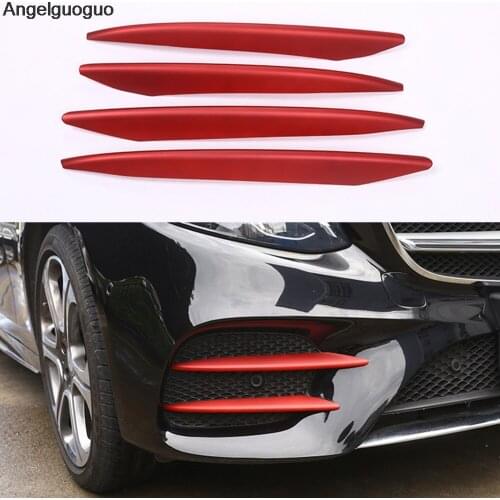 Angelguoguo Front Fog Lamp Cover Trim For Mercedes Benz E Class W213 E200 E300 2016 2017 ( Red silver and black option)