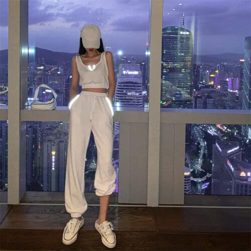 Piece/Suit Summer Chic Korean-Style Slim-Looking Ageing Vest + All-match High Waist Beam Feet Casual Temperament Sports Pants