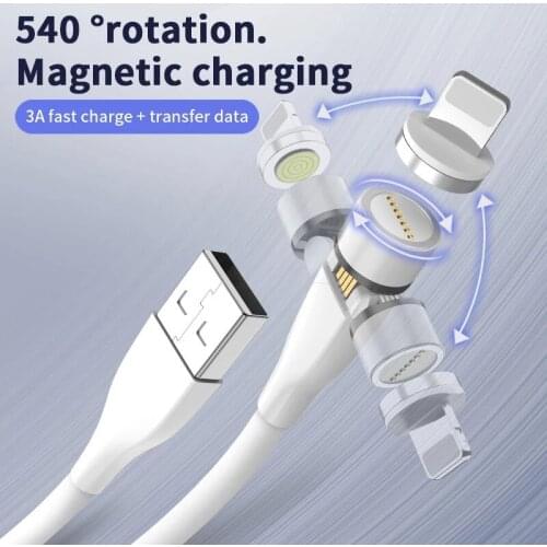 3A Magnet Micro USB Type C Cable Fast phone charging cord 360 Rotate for iphone 12 pro max 11 7 8 plus huawei p30 charger cord