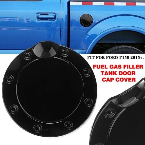 Mayitr 1pc Black ABS Fuel Filler Gas Cap Tank Door Cover Trim Fit For Ford F150 2015+ DIY Moulding Parts