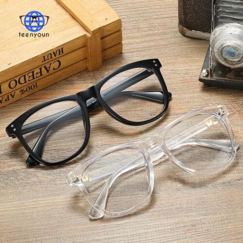 TEENYOUN Flat Mirror Men Big Frame Anti-blue Glasses Women with Radiation Female Retro Blue Light Square Glasses Eyewear