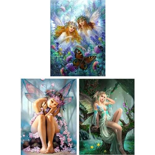 Forest Butterfly Angel Girl Stamped Cross Stitch Kits DIY Pre-Printed Fabric Embroidery 11CT Needlework Craft Set Home Decor