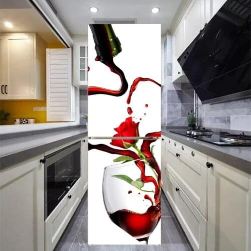 Fridge Door Sticker Door Wrap Wall Sticker Mural Wallpaper Poster Self Adhesive PVC Removable Waterproof Door Decal Home Decor
