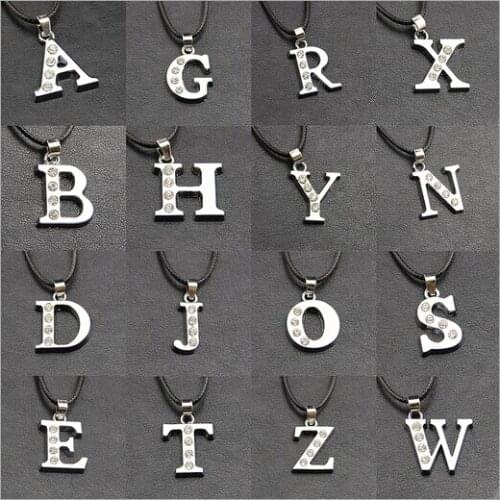 Character set 26 English letters A to Z titanium steel jewelry pendant couples necklace 5set/lot 5set=130pcs