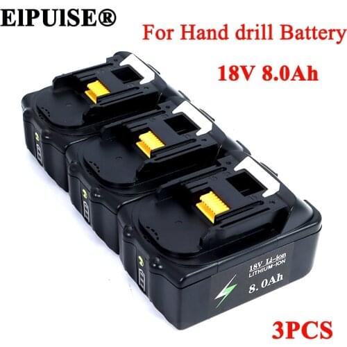 3pcs ElPUlSE 18V 8.0Ah Rechargeable Battery Lithium ion for Makita 18v Electrical Tools batteries BL1830 BL1850 BL1820 BL1860