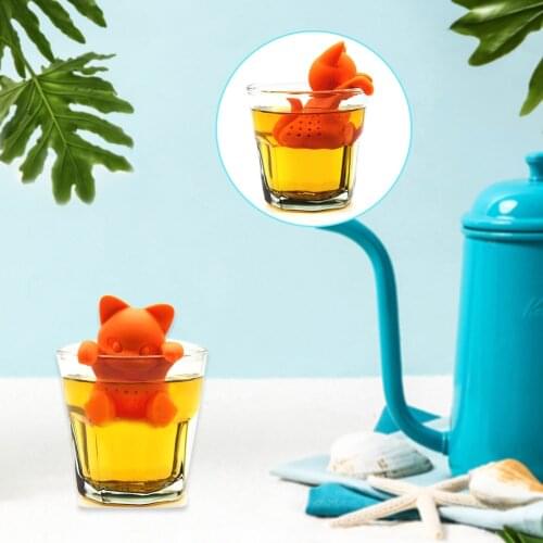 Cute Kitten Shaped Tea Maker Silicone Tea Infuser Loose Tea Bag Leaf Strainer Herbal Spice Filter Diffuser Brewing Tools