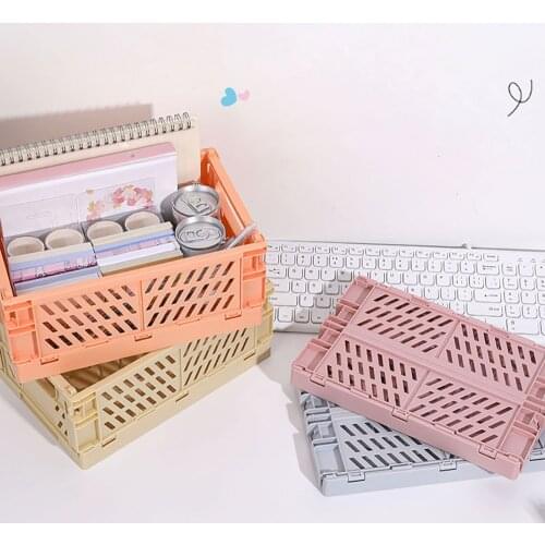 Cute Desktop Folding Storage Basket Sundries Toys Snacks Sorting Practical Box 2021 New Dormitory Artifact Storage Basket